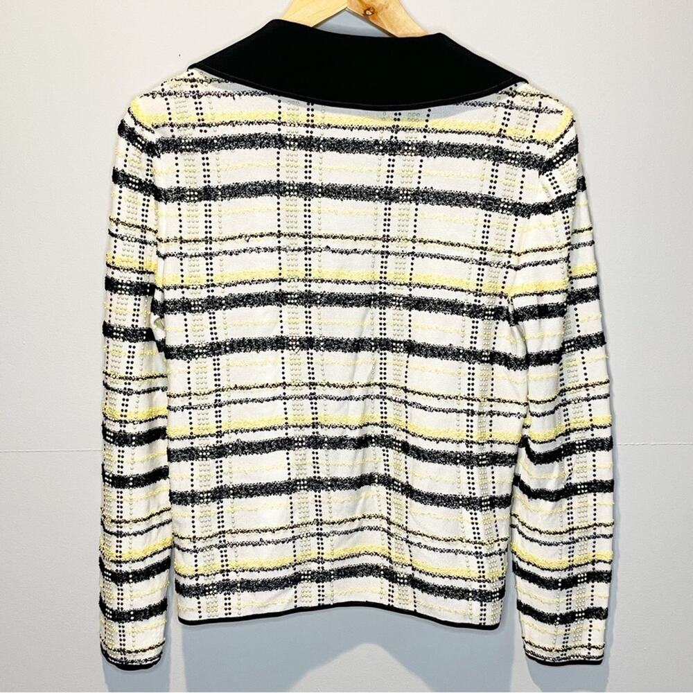 Ming Wang Plaid Pattern Beaded Jacket Blazer - Si… - image 5